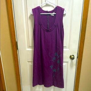 Ethos Paris Organic Cotton Purple Sleeveless Maxi Dress Floral Design size M